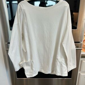 Eileen Fisher White Long Sleeve Top, XL, very faint stains, overall GUC